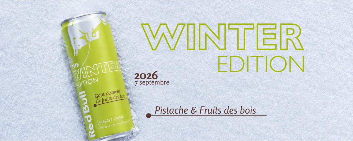 Red Bull The Winter Edition, goût pistache et fruits des bois, 7 septembre 2026